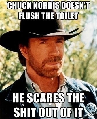 chuck norris scares the crap out of the toilet