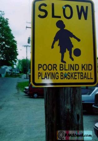 blind kid road sign fail