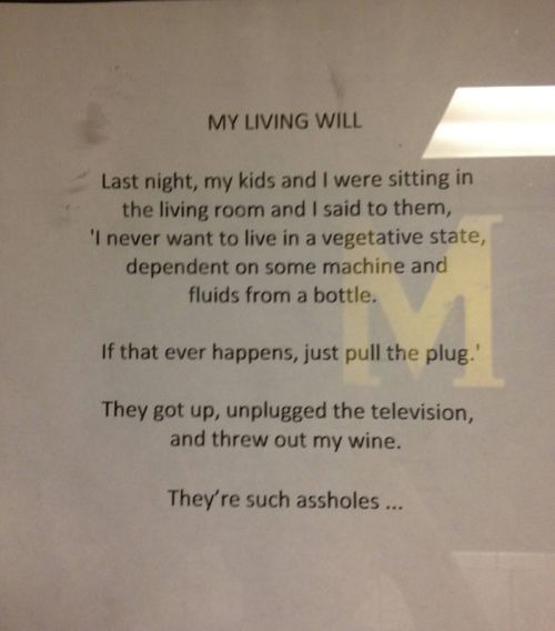 living will funny letter