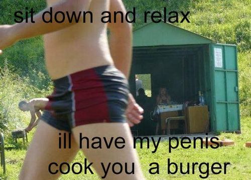 penis cooking a burger