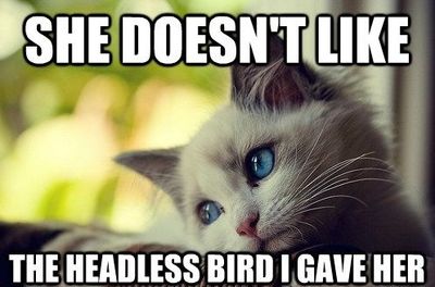 she doesn't like the headless bird gift
