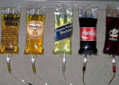 Hospital booze drips funny