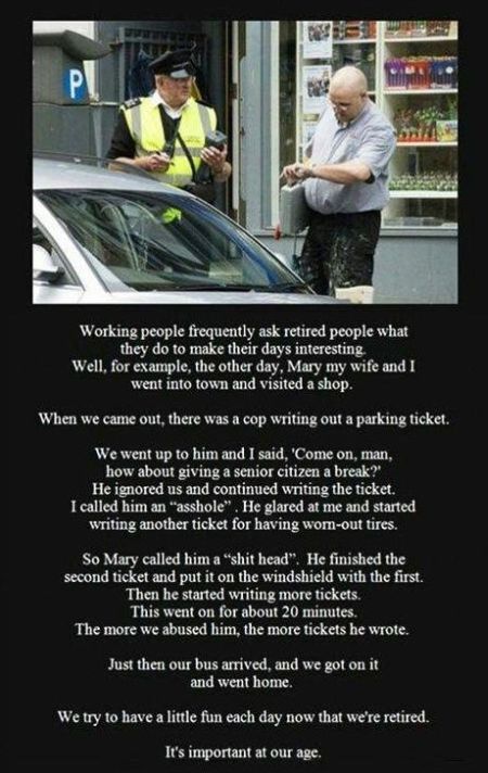 Retired people police officer prank