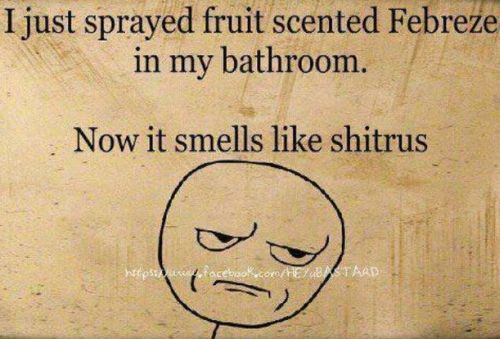 I sprayed fruit scented febreeze in my bathroom
