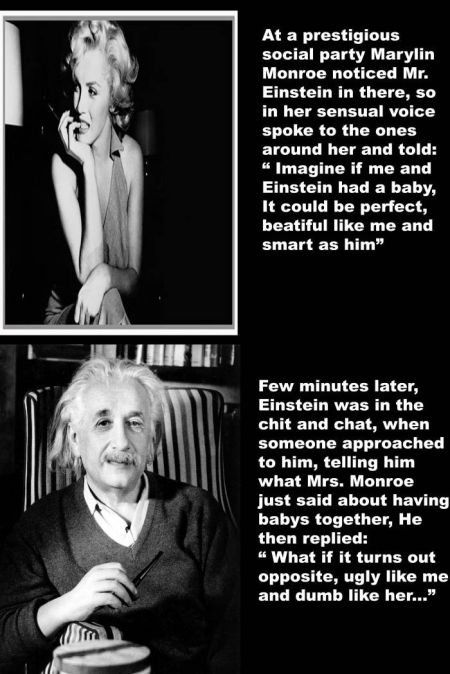 Einstein and Monroe meet at a party funny