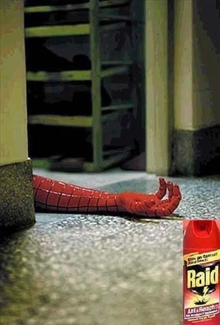 raid spray kills spiderman funny