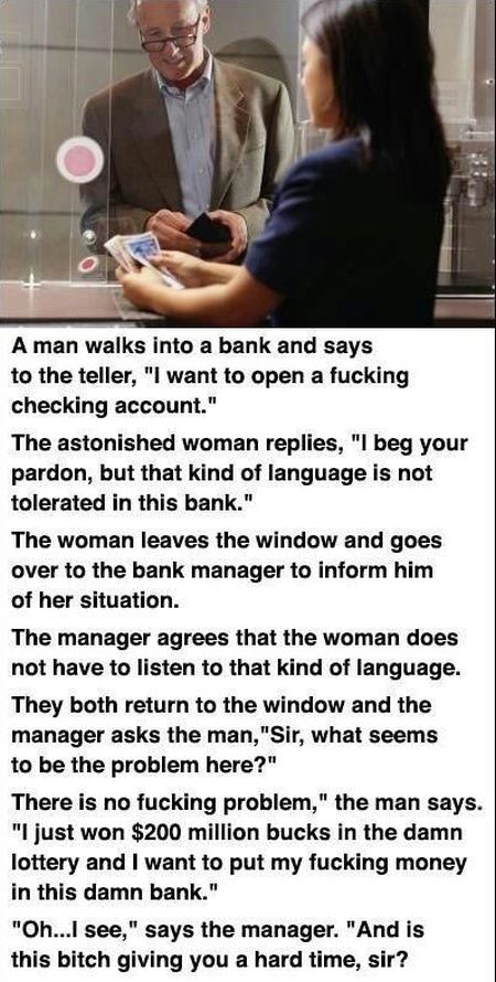 A man walks into a bank funny story