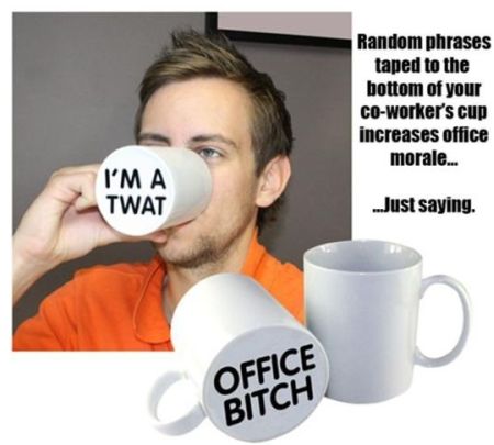 coworker mug prank