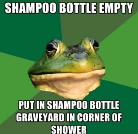 shampoo bottle empty put in shampoo bottle graveyard