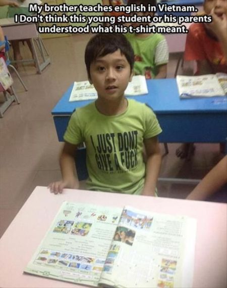 Vietnamese kid t-shirt fail