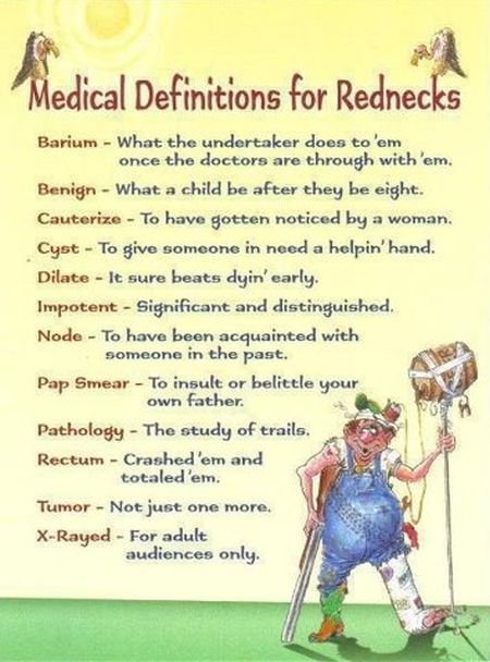 medical definitions for rednecks