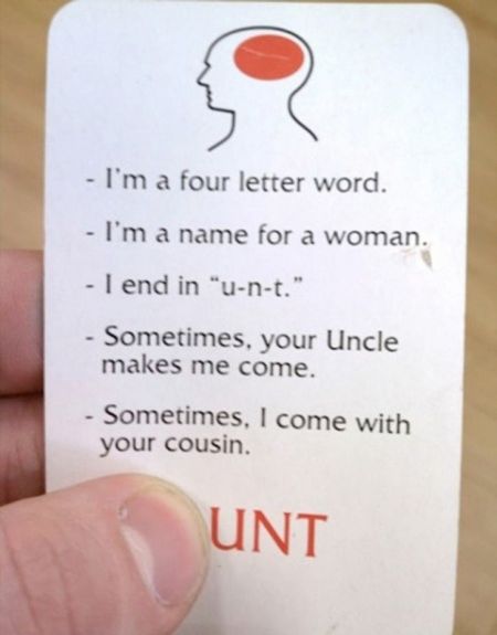 funny aunt word finding clues