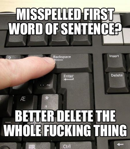 misspelled first word in sentence funny
