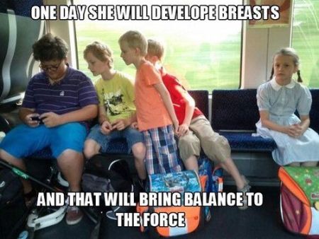 one day she will develop breasts funny