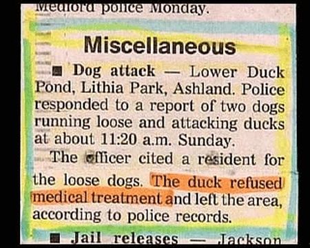the duck refused medical treatment