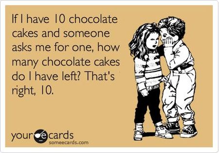 If I have 10 chocolate cakes ecard funny