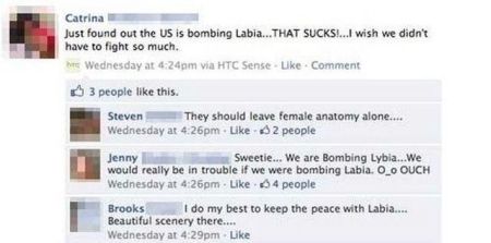 bombing labia facebook fail