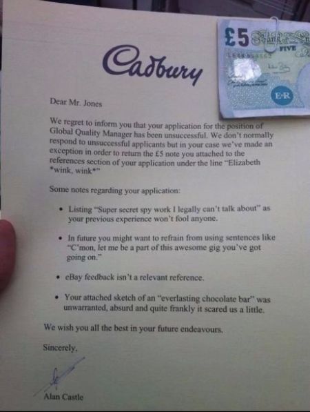 funny Cadbury letter
