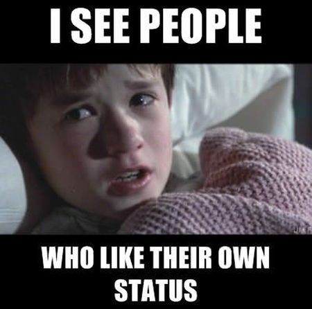 I see people who like their own status