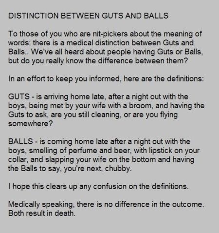 distinction between guts and balls