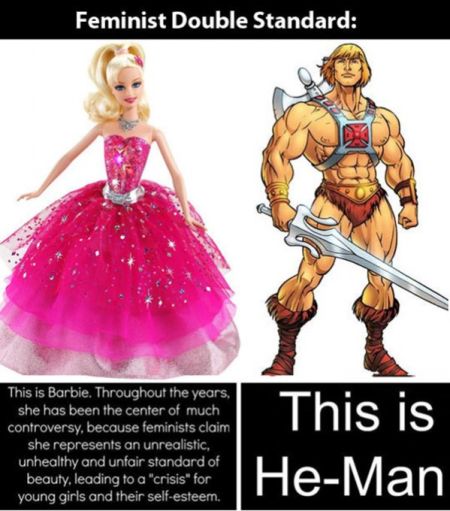 feminist double standard Barbie versus he-man