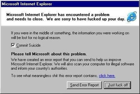 internet explorer funny error