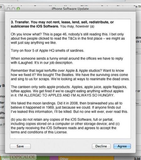 iPhone terms and conditions of service funny