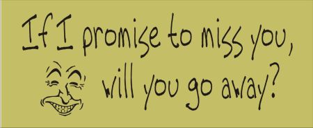 if I promise to miss you will you go away