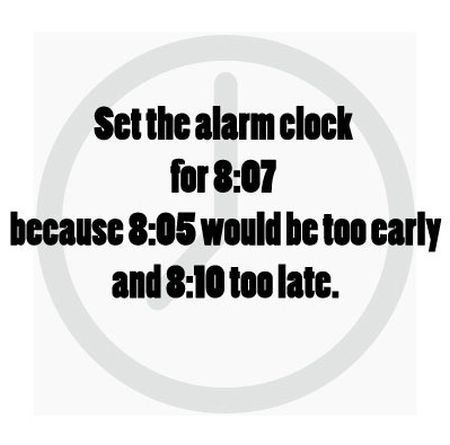 set the alarm clock to 8.07am