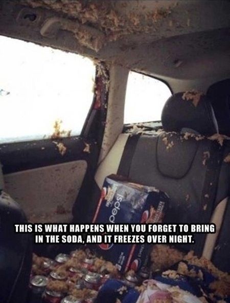 Soda in car fail