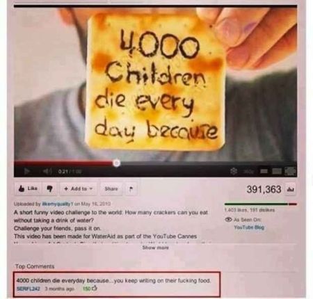 4000 children die each year youtube funny comment