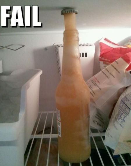 frozen beer fail