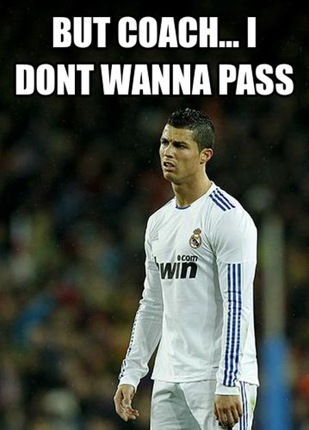 Funny  football/soccer meme – ronaldo but I don’t wanna pass