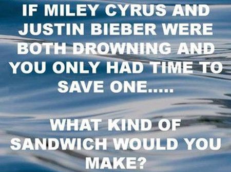 if Miley cyrus and justin bieber were both drowning