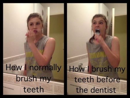 how I brush my teeth before the dentist