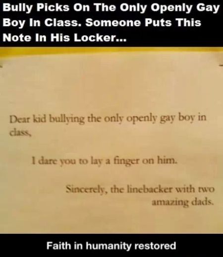 bully picks on the only openly gay guy in class