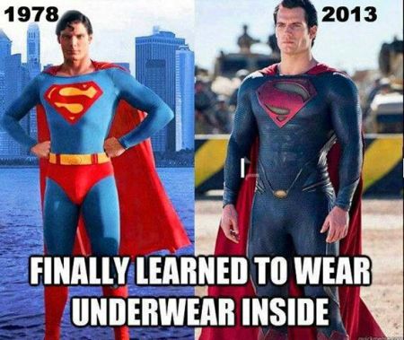 superman finally learned to wear underwear inside