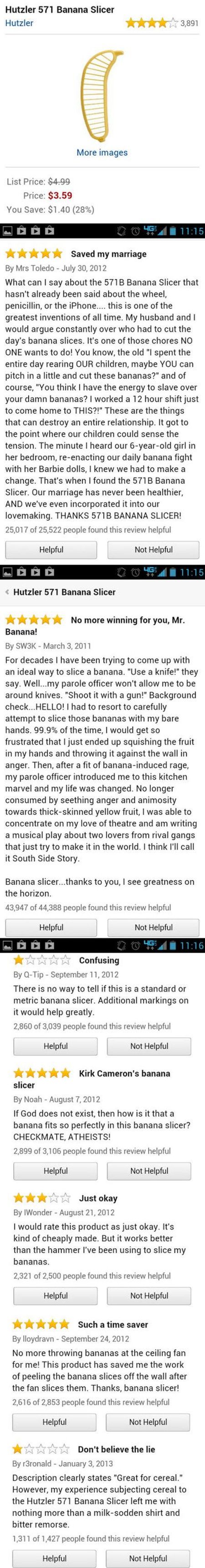 banana slicer reviews funny