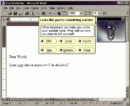 Microsoft word suicide note funny