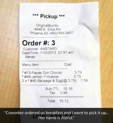 customer asstard receipt