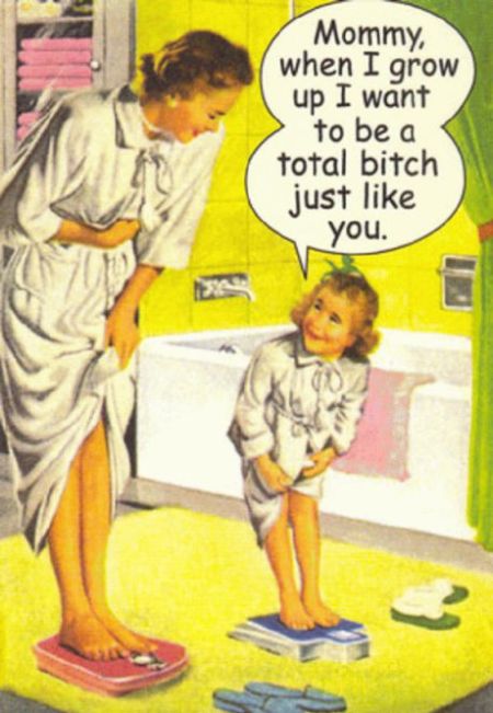Mommy when I grow up, sarcastic vintage cartoon at PMSLweb.com