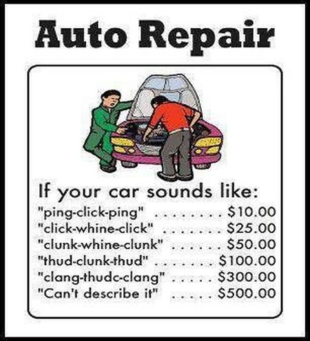 Auto repair funny price list at PMSLweb.com