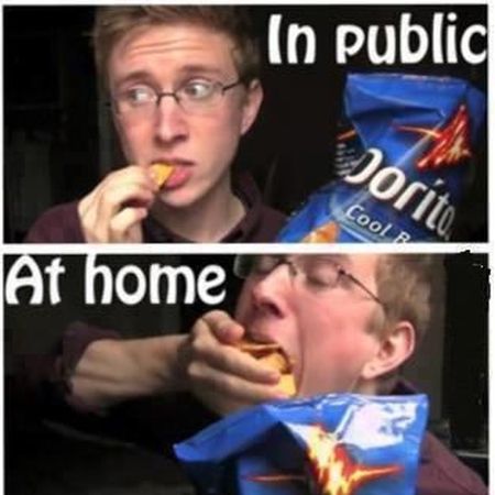 Eating chips in public versus at home - PMSL Monday at PMSLweb.com