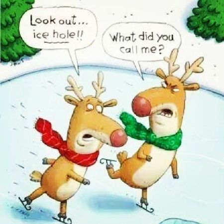 Reindeer ice hole humor - Christmas funnies at PMSLweb.com