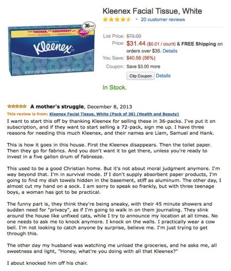Kleenex facial tissues review – Friday laughter at PMSLweb.com