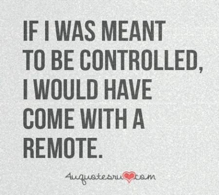 If I was meant to be controlled I would of come with a remote