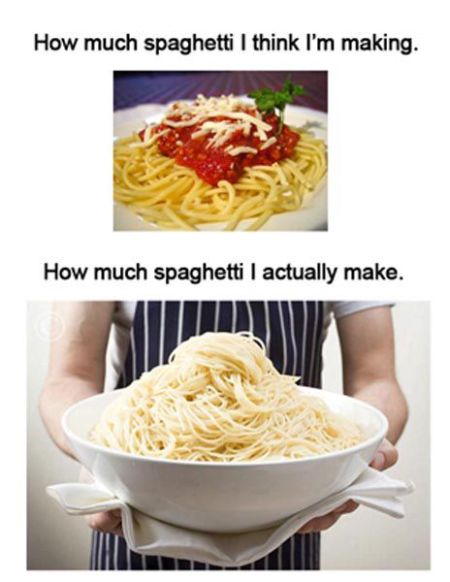 Spaghetti quantity humor - Monday fun at PMSLweb.com