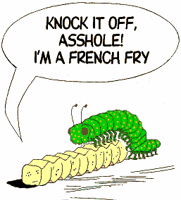 Caterpillar humping a French fry at PMSLweb.com
