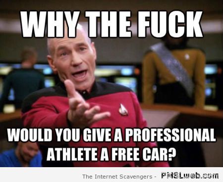 Give a professional athlete a free car meme at PMSLweb.com