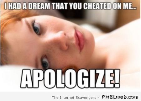 I had a dream that you cheated on me at PMSLweb.com